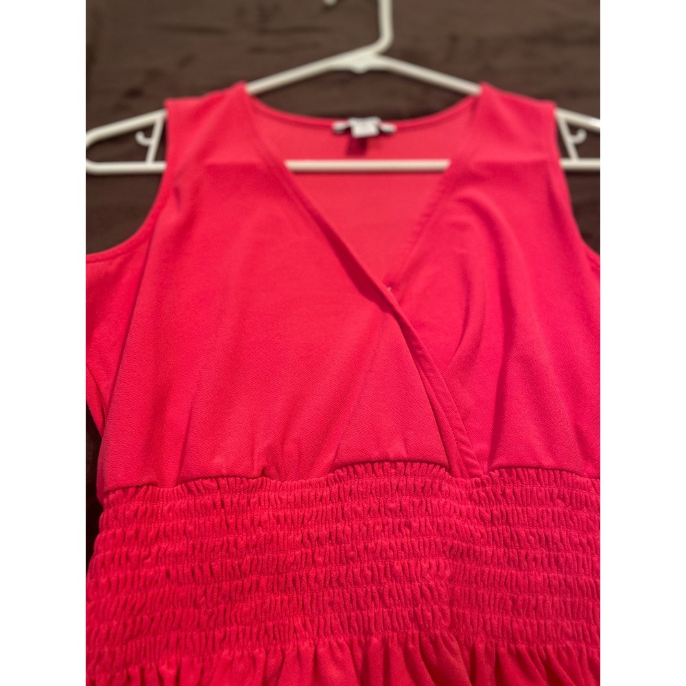 Bar III Peplum Tank Top Womens XS Pink Smocked Waist V-Neck Chic Fun Top